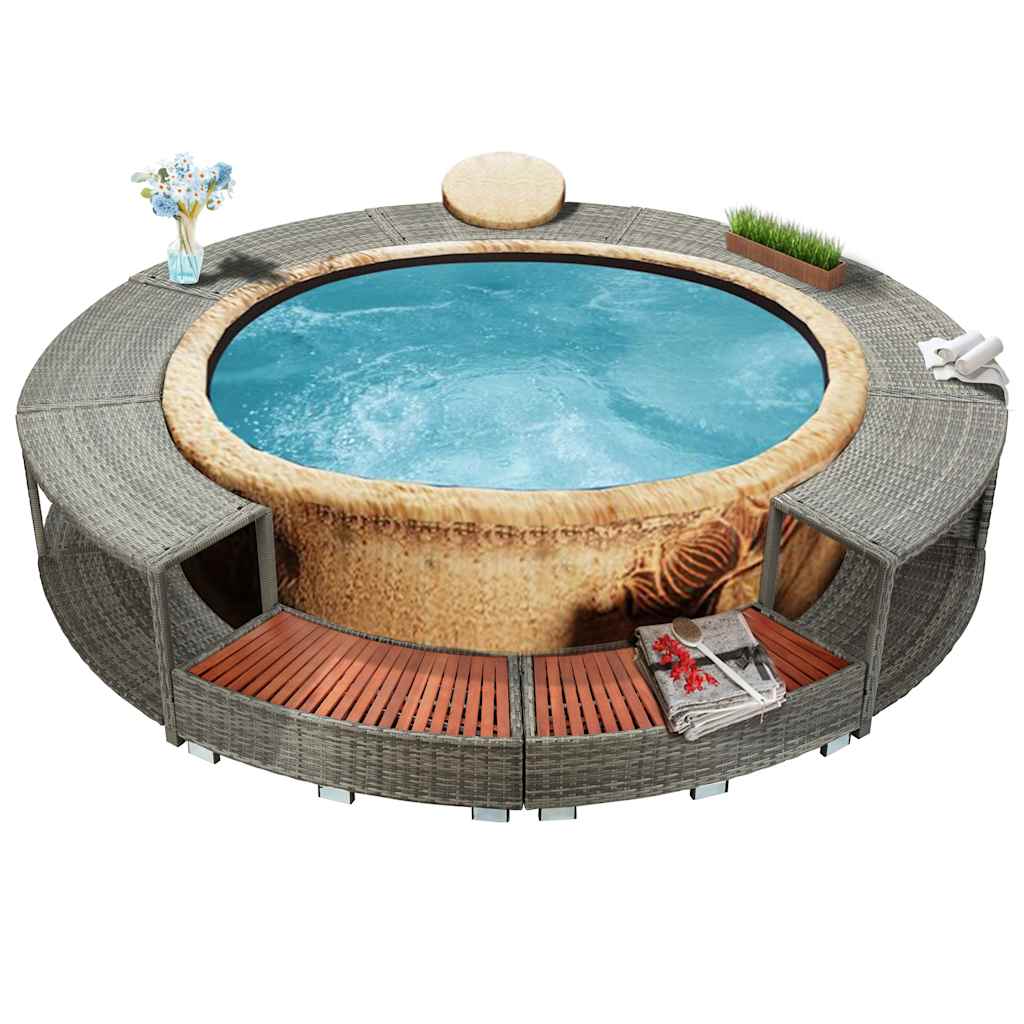 Bordo Per Vasca Da Spa In Polyrattan Grigio