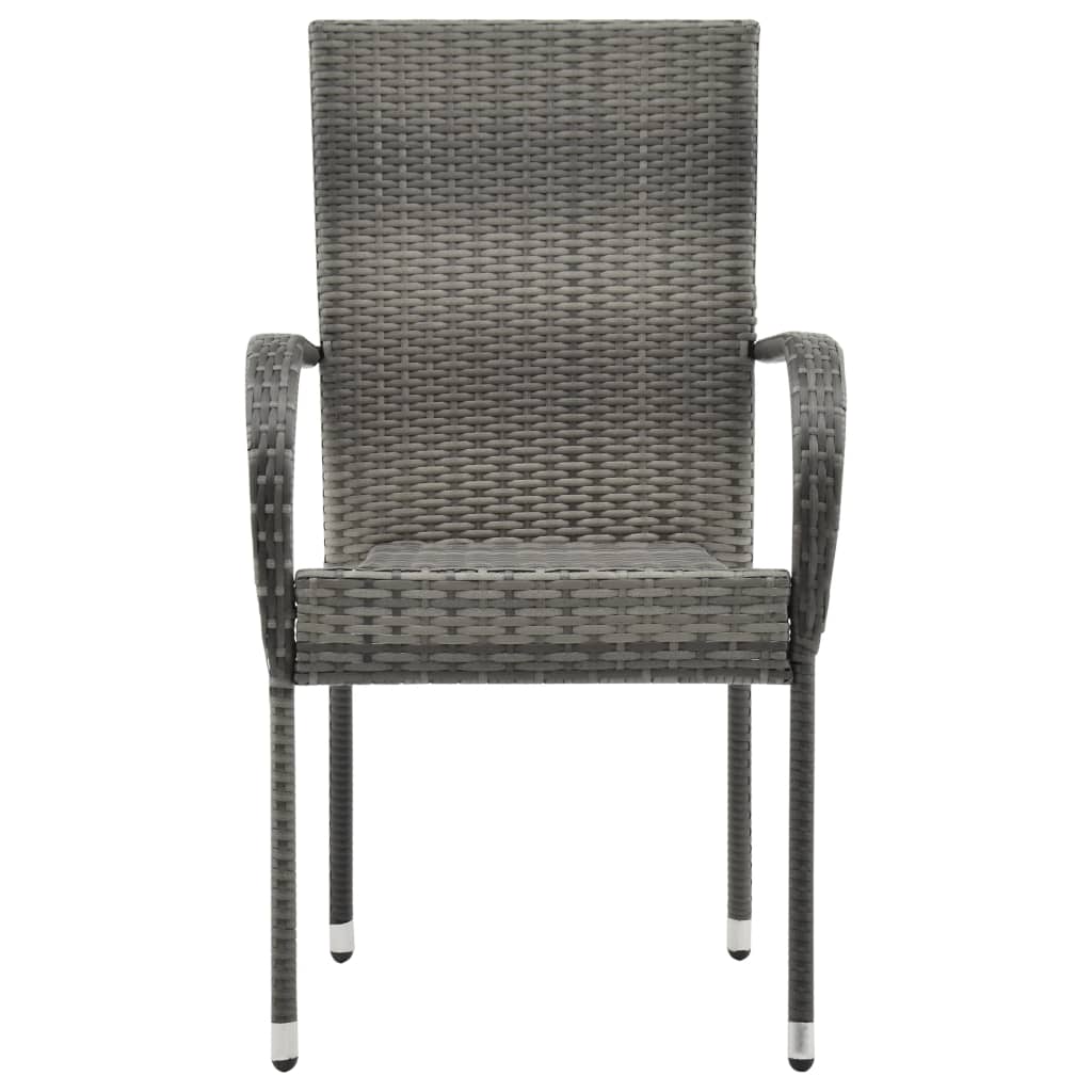 Sedie Da Esterno Impilabili 2 Pz Grigie In Polyrattan - Image 4