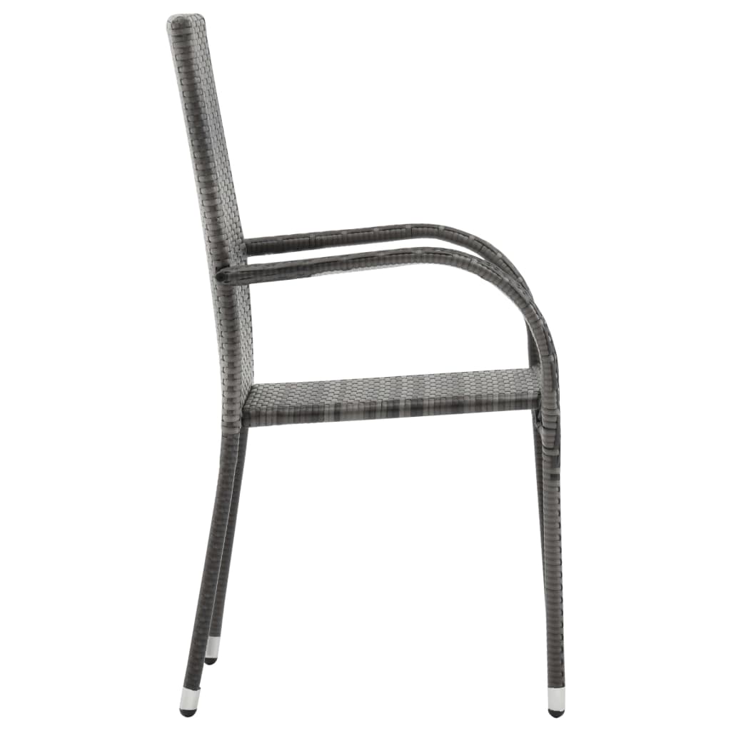 Sedie Da Esterno Impilabili 2 Pz Grigie In Polyrattan - Image 5