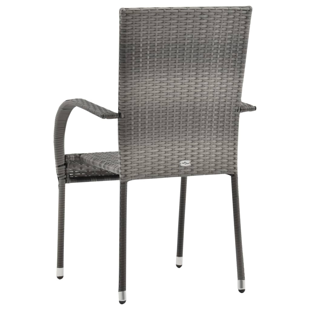 Sedie Da Esterno Impilabili 2 Pz Grigie In Polyrattan - Image 6