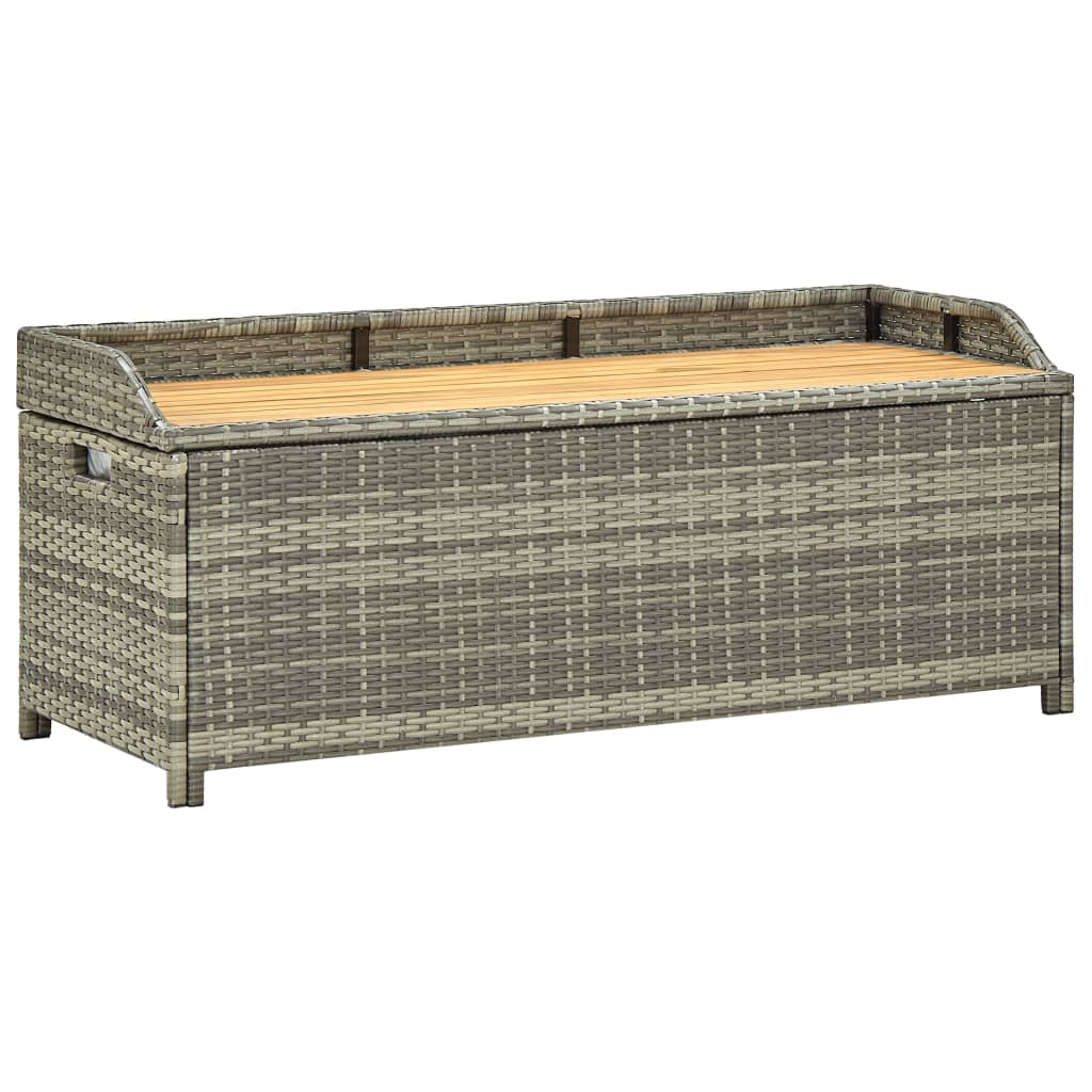 Panca Da Giardino Con Vano Portaoggetti 120cm Polyrattan Grigio