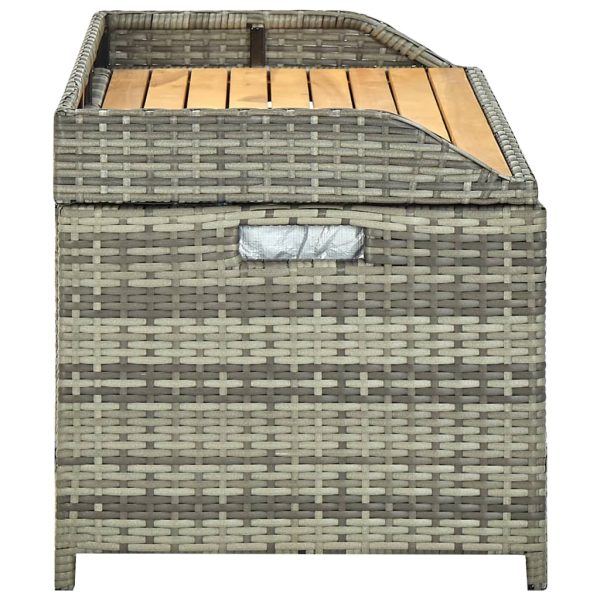 Panca Da Giardino Con Vano Portaoggetti 120cm Polyrattan Grigio - Image 4