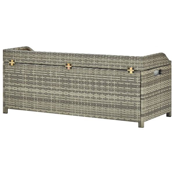 Panca Da Giardino Con Vano Portaoggetti 120cm Polyrattan Grigio - Image 5