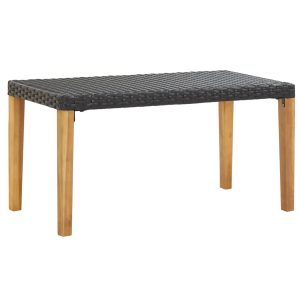 Panchina Da Giardino 120 Cm Nero Polyrattan E Massello D'acacia