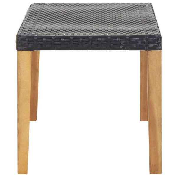 Panchina Da Giardino 120 Cm Nero Polyrattan E Massello D'acacia - Image 3