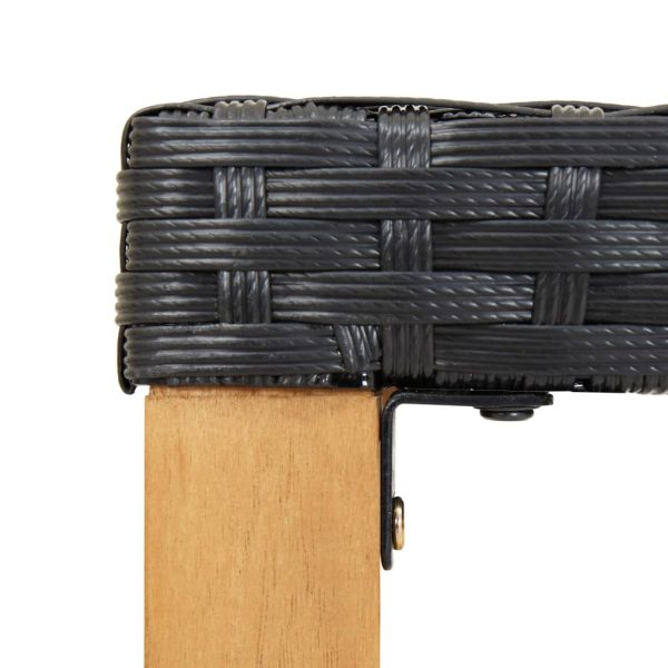 Panchina Da Giardino 120 Cm Nero Polyrattan E Massello D'acacia - Image 4