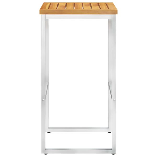 Sgabelli Da Bar 4 Pz In Legno Massello Di Acacia E Acciaio Inox - Image 4