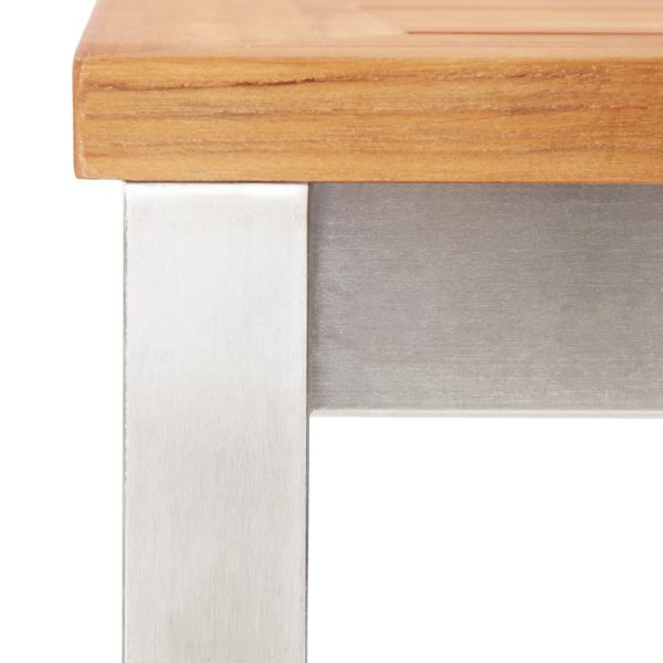 Sgabelli Da Bar 4 Pz In Legno Massello Di Acacia E Acciaio Inox - Image 5