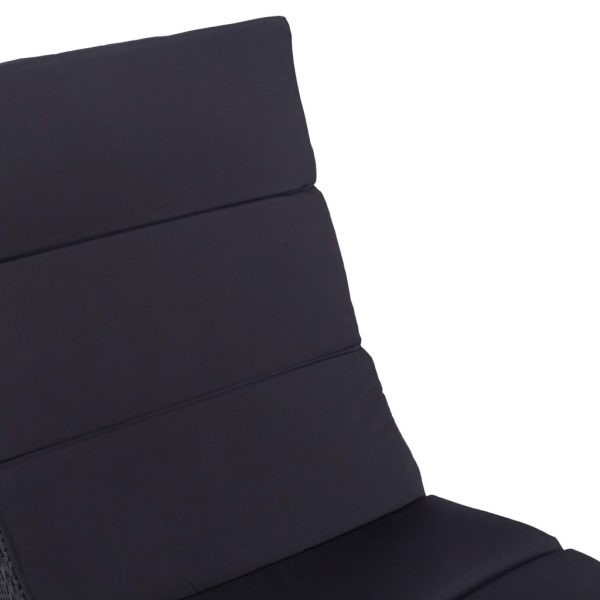 Lettino Prendisole Con Cuscino In Polyrattan Nero - Image 6