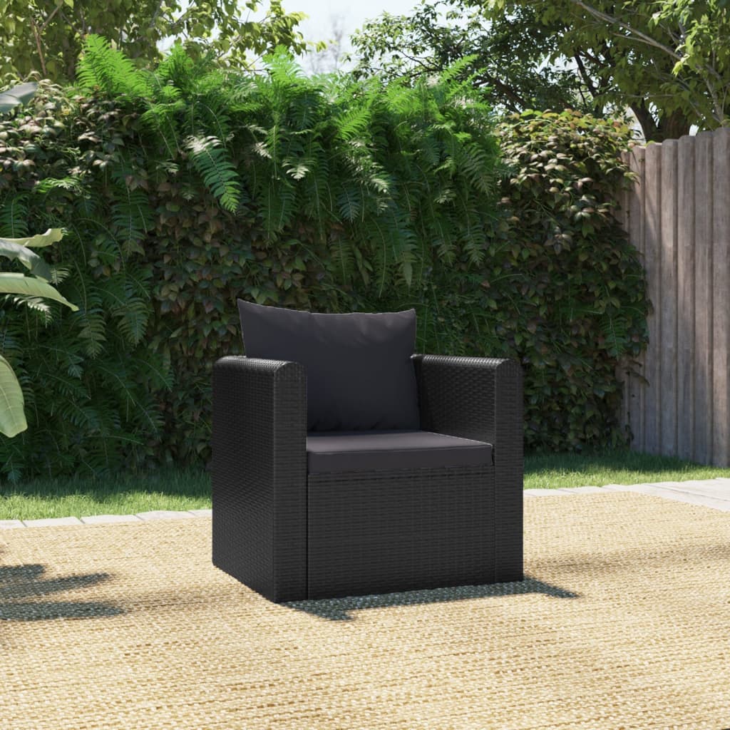 Poltrona Con Cuscini In Polyrattan Nero