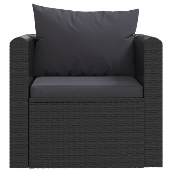 Poltrona Con Cuscini In Polyrattan Nero - Image 3