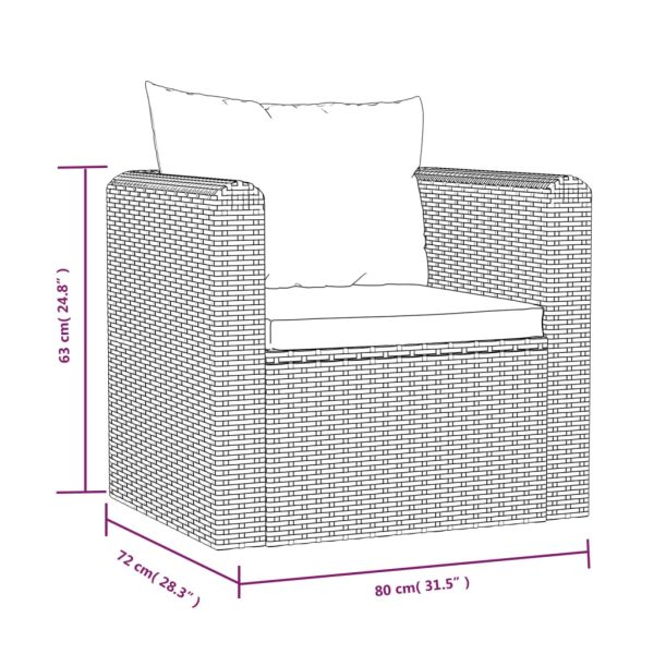 Poltrona Con Cuscini In Polyrattan Nero - Image 6