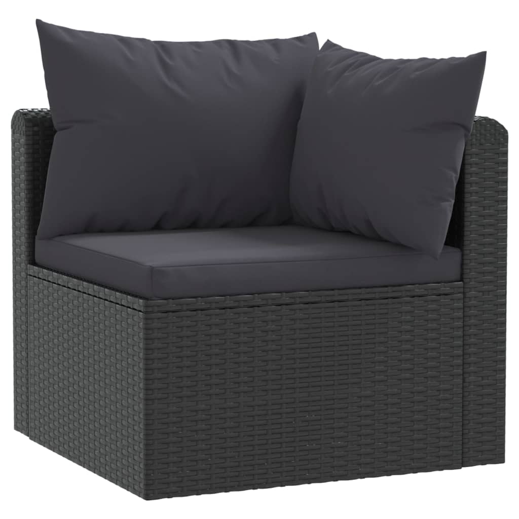 Set Divani Da Giardino 3 Pz Con Cuscini In Polyrattan Nero - Image 3