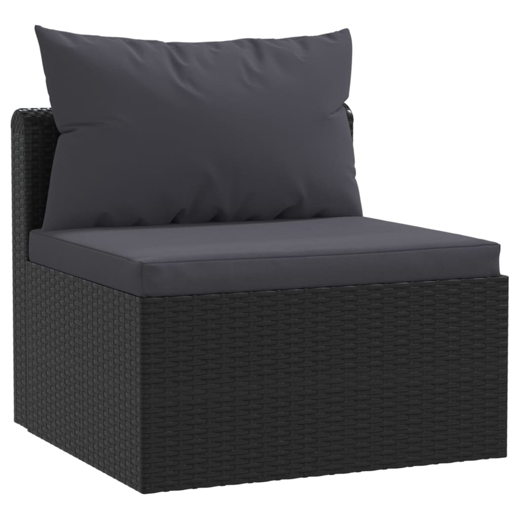 Set Divani Da Giardino 3 Pz Con Cuscini In Polyrattan Nero - Image 5