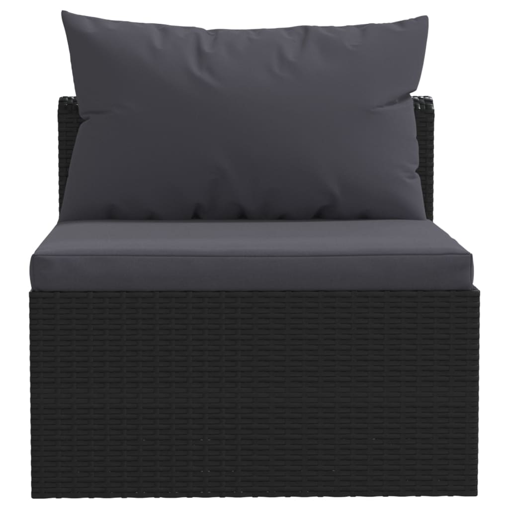 Set Divani Da Giardino 3 Pz Con Cuscini In Polyrattan Nero - Image 6