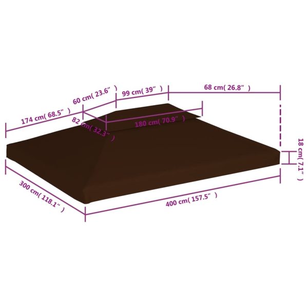 Copertura Superiore Per Gazebo A 2 Strati 310g/m² 4x3m Marrone - Image 6