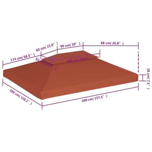 Copertura Superiore Gazebo A 2 Strati 310g/m² 4x3m Terracotta - Image 6