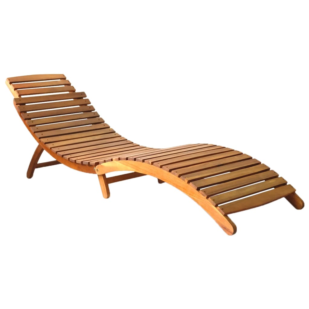 Lettino Prendisole In Legno Massello Di Acacia Marrone