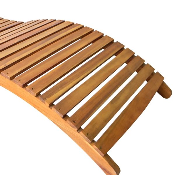 Lettino Prendisole In Legno Massello Di Acacia Marrone - Image 4