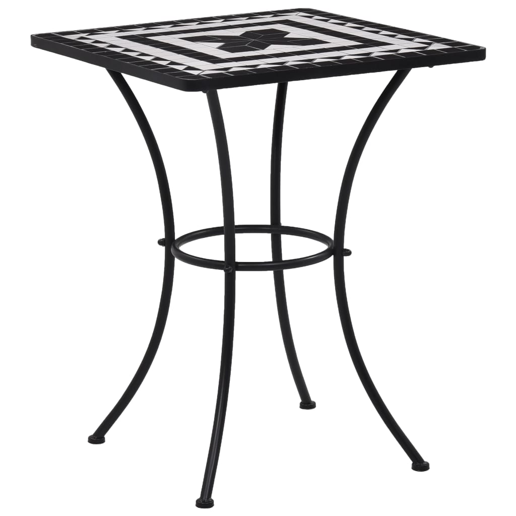 Tavolino Da Bistrot Con Mosaico Nero E Bianco 60 Cm In Ceramica