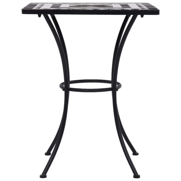 Tavolino Da Bistrot Con Mosaico Nero E Bianco 60 Cm In Ceramica - Image 3