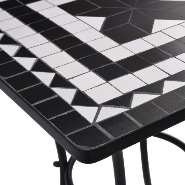 Tavolino Da Bistrot Con Mosaico Nero E Bianco 60 Cm In Ceramica - Image 4