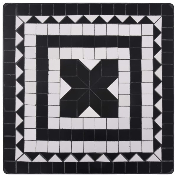 Tavolino Da Bistrot Con Mosaico Nero E Bianco 60 Cm In Ceramica - Image 5