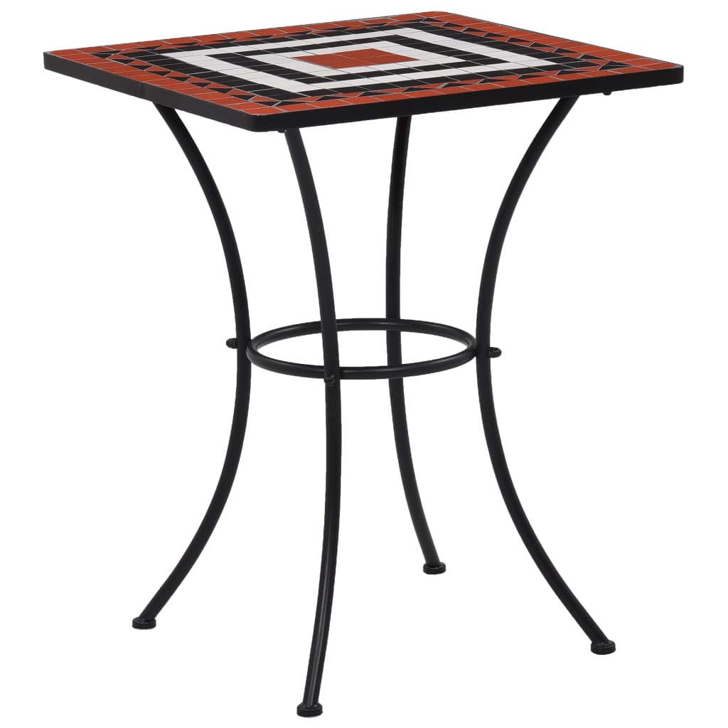 Tavolino Bistrot Con Mosaico Terracotta E Bianco 60 Cm Ceramica