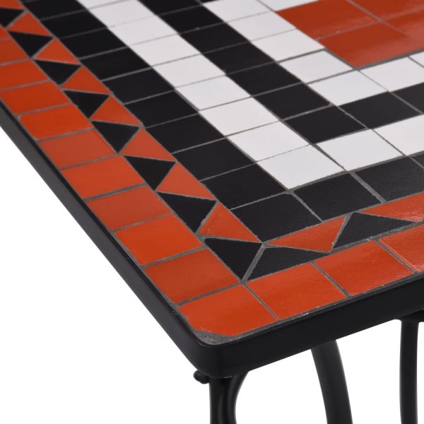 Tavolino Bistrot Con Mosaico Terracotta E Bianco 60 Cm Ceramica - Image 4