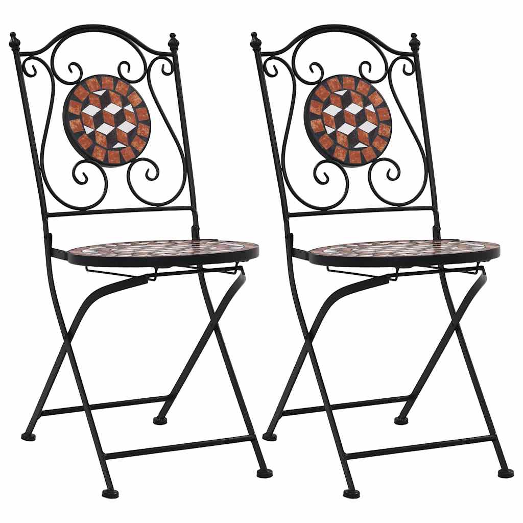 Sedie Da Bistrò Con Mosaico 2 Pz Marroni In Ceramica
