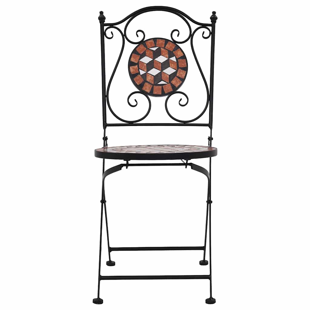 Sedie Da Bistrò Con Mosaico 2 Pz Marroni In Ceramica - Image 3