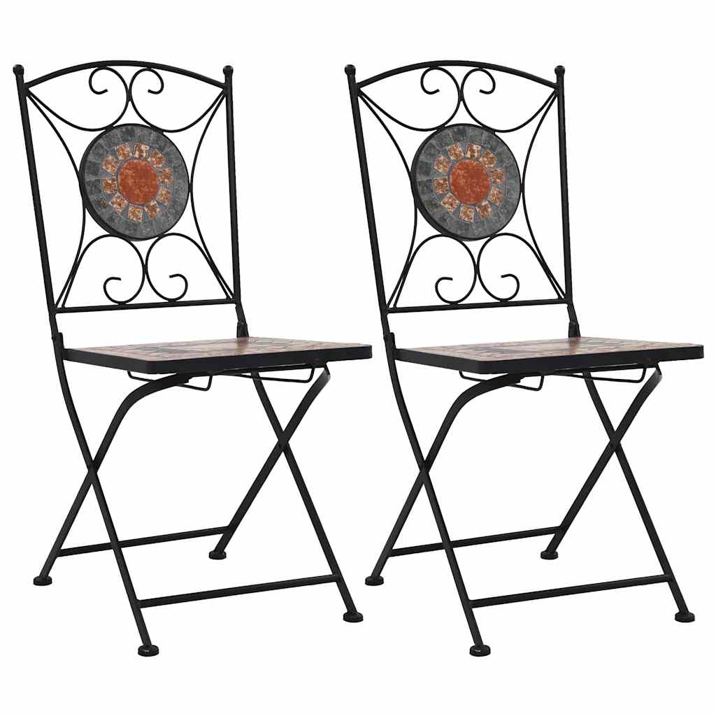 Sedie Da Bistrò Con Mosaico 2 Pz Arancio/grigio