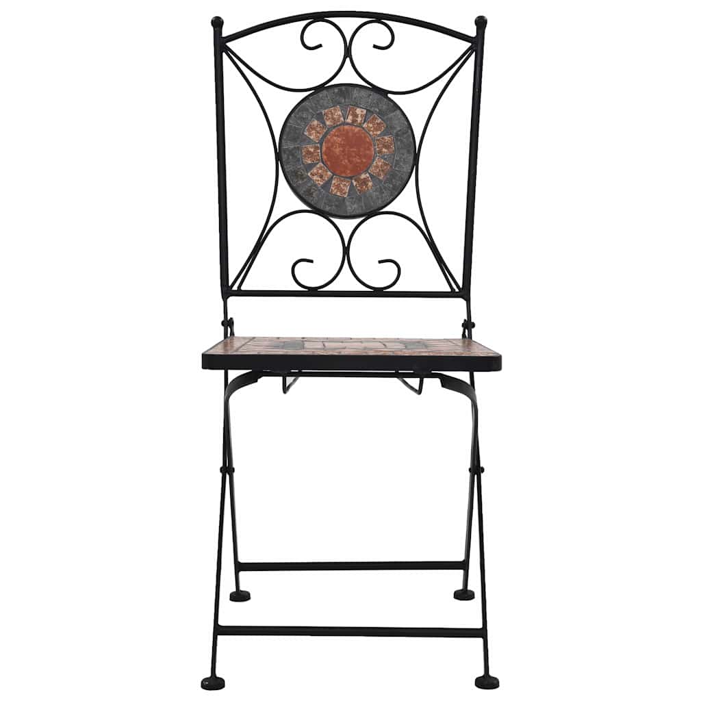 Sedie Da Bistrò Con Mosaico 2 Pz Arancio/grigio - Image 3