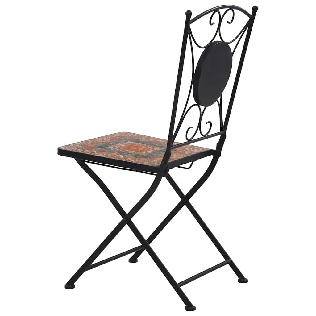 Sedie Da Bistrò Con Mosaico 2 Pz Arancio/grigio - Image 6