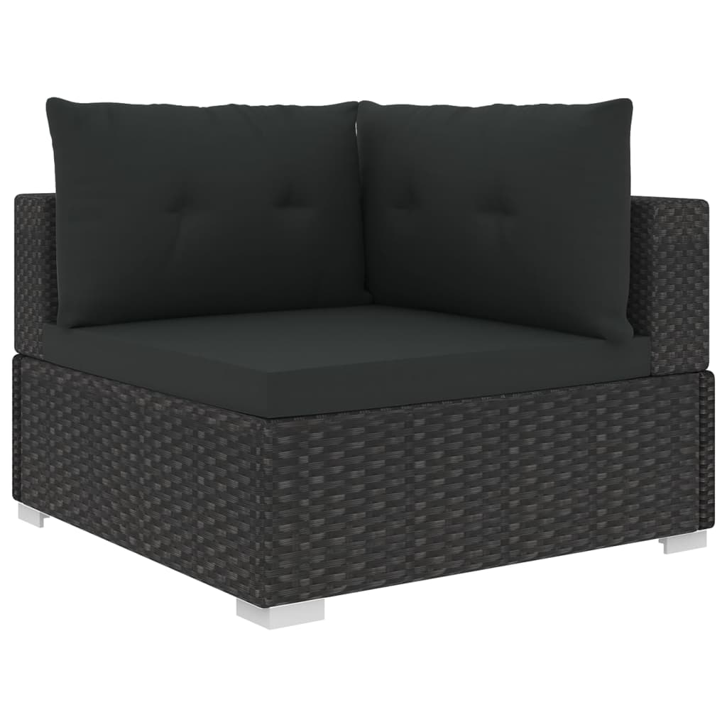 Set Divani Da Giardino 6 Pz Con Cuscini In Polyrattan Nero - Image 3