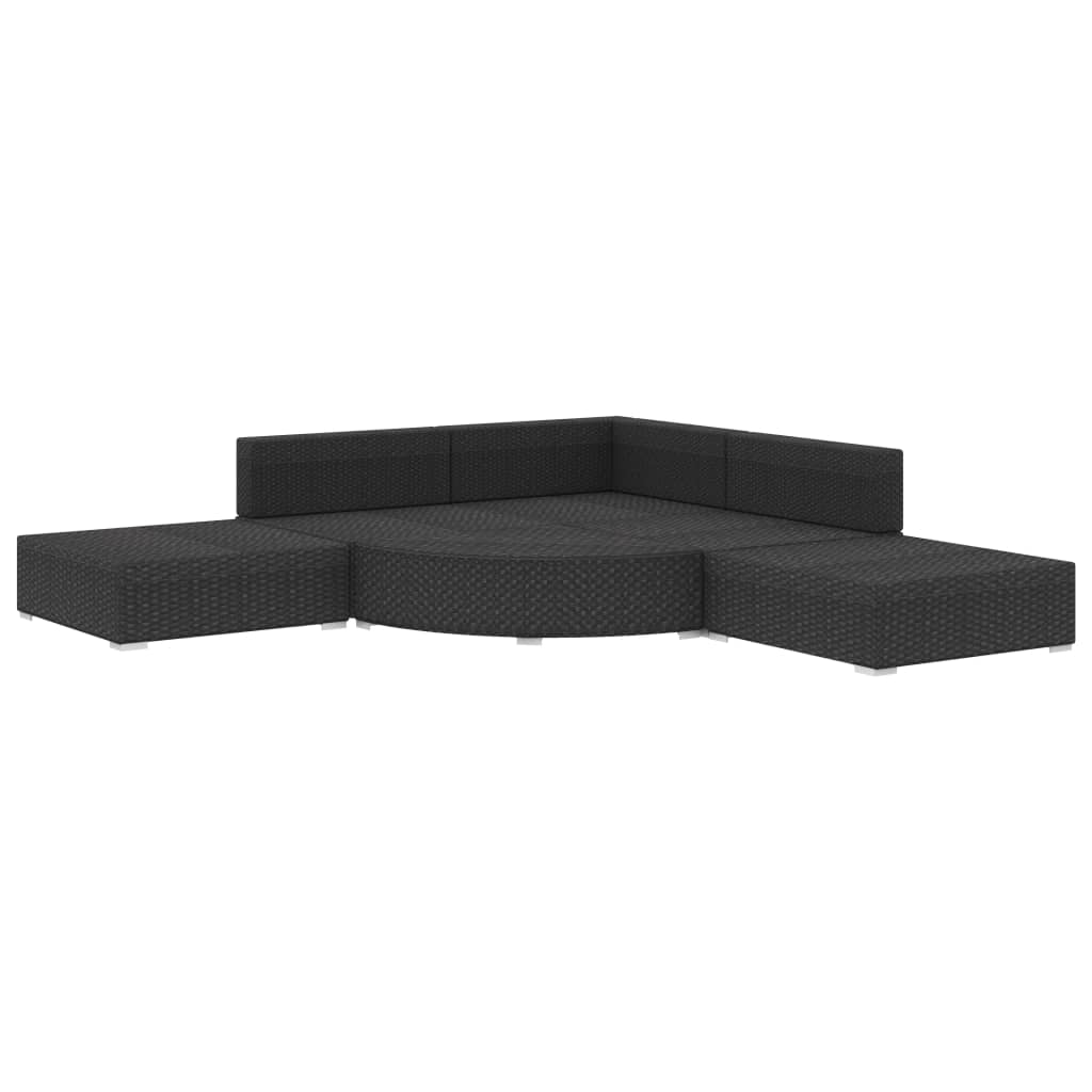 Set Divani Da Giardino 6 Pz Con Cuscini In Polyrattan Nero - Image 3