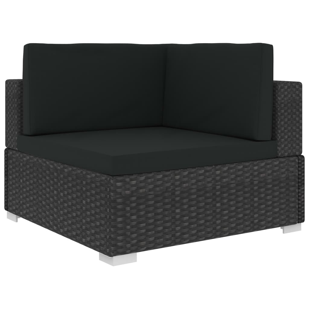 Set Divani Da Giardino 6 Pz Con Cuscini In Polyrattan Nero - Image 4
