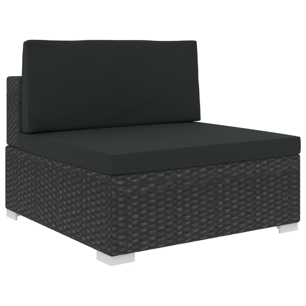Set Divani Da Giardino 6 Pz Con Cuscini In Polyrattan Nero - Image 6