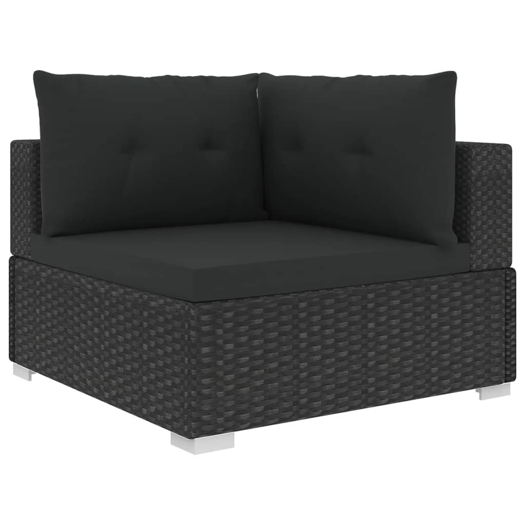 Set Divani Da Giardino 10 Pz Con Cuscini In Polyrattan Nero - Image 4