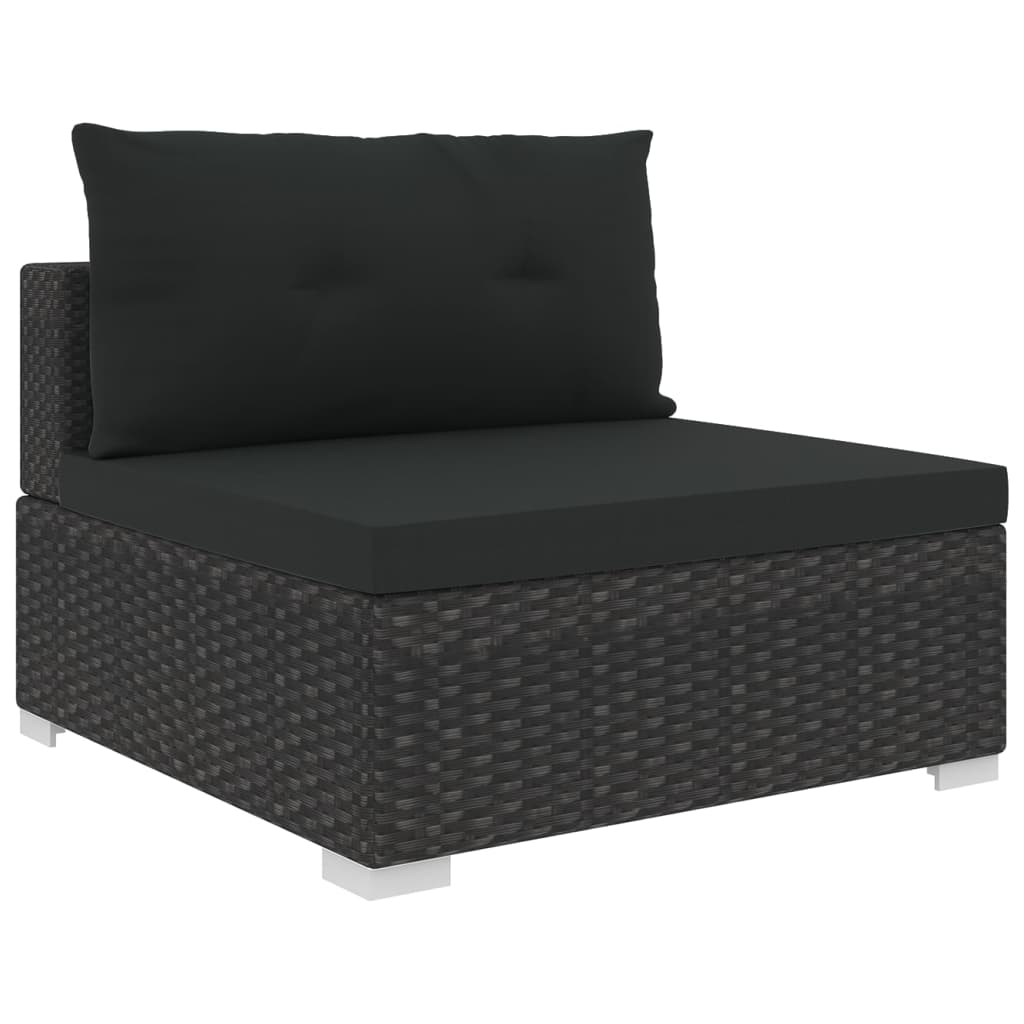 Set Divani Da Giardino 10 Pz Con Cuscini In Polyrattan Nero - Image 6