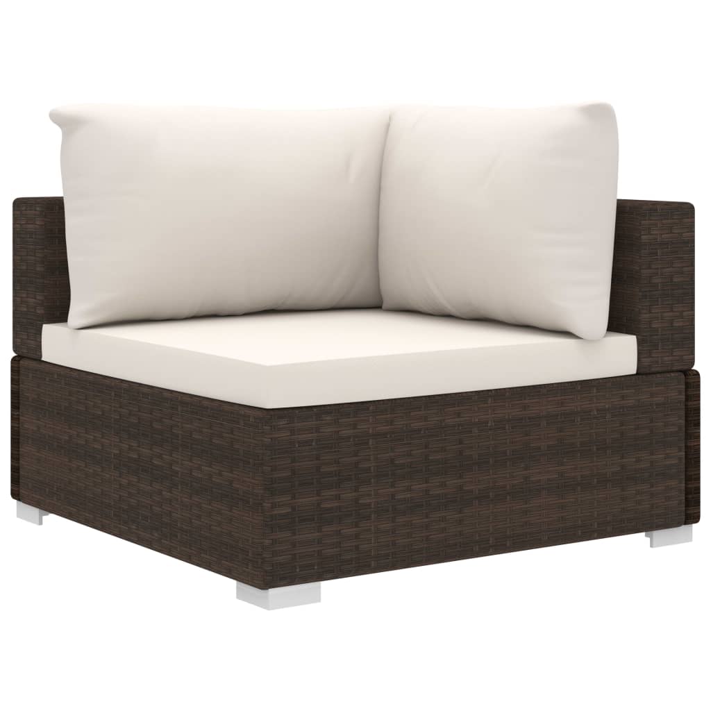 Set Divani Da Giardino 4 Pz Con Cuscini In Polyrattan Marrone - Image 4