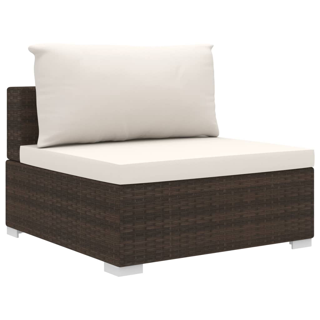 Set Divani Da Giardino 4 Pz Con Cuscini In Polyrattan Marrone - Image 5