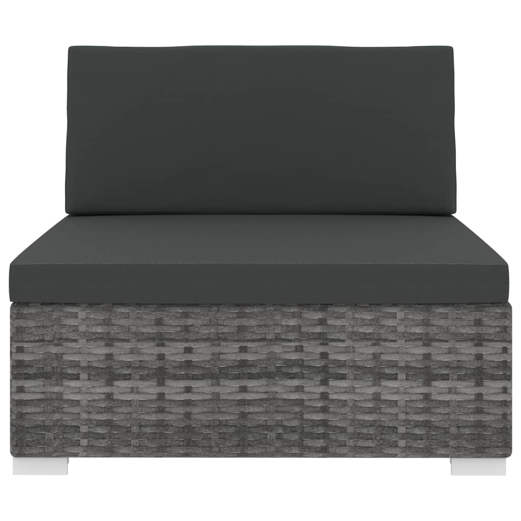 Seduta Centrale Modulare 1 Pz Con Cuscini In Polyrattan Grigio - Image 3