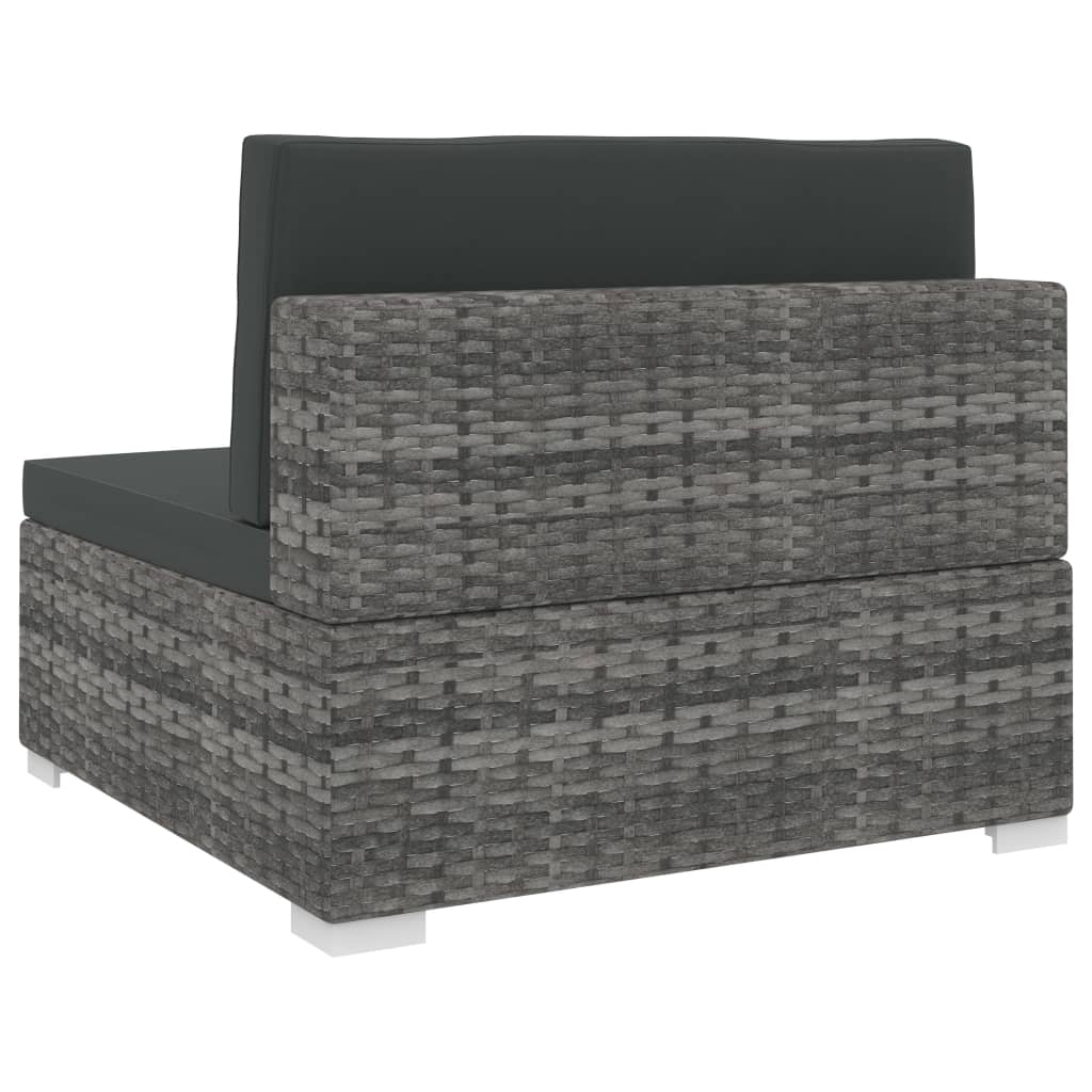 Seduta Centrale Modulare 1 Pz Con Cuscini In Polyrattan Grigio - Image 4