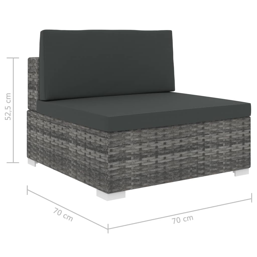 Seduta Centrale Modulare 1 Pz Con Cuscini In Polyrattan Grigio - Image 5