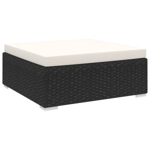 Poggiapiedi Modulare 1 Pz Con Cuscino In Polyrattan Nero