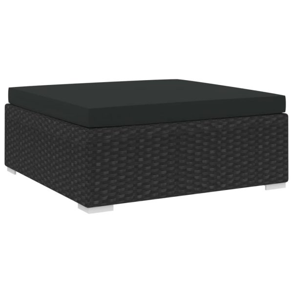 Poggiapiedi Modulare 1 Pz Con Cuscino In Polyrattan Nero