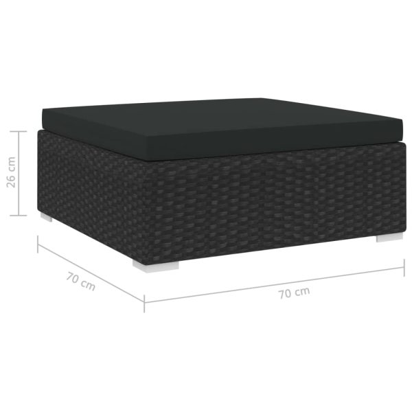 Poggiapiedi Modulare 1 Pz Con Cuscino In Polyrattan Nero - Image 4