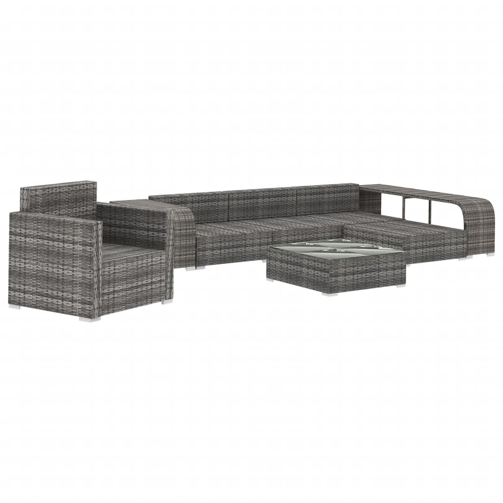 Set Divani Da Giardino 8 Pz Con Cuscini In Polyrattan Grigio - Image 3
