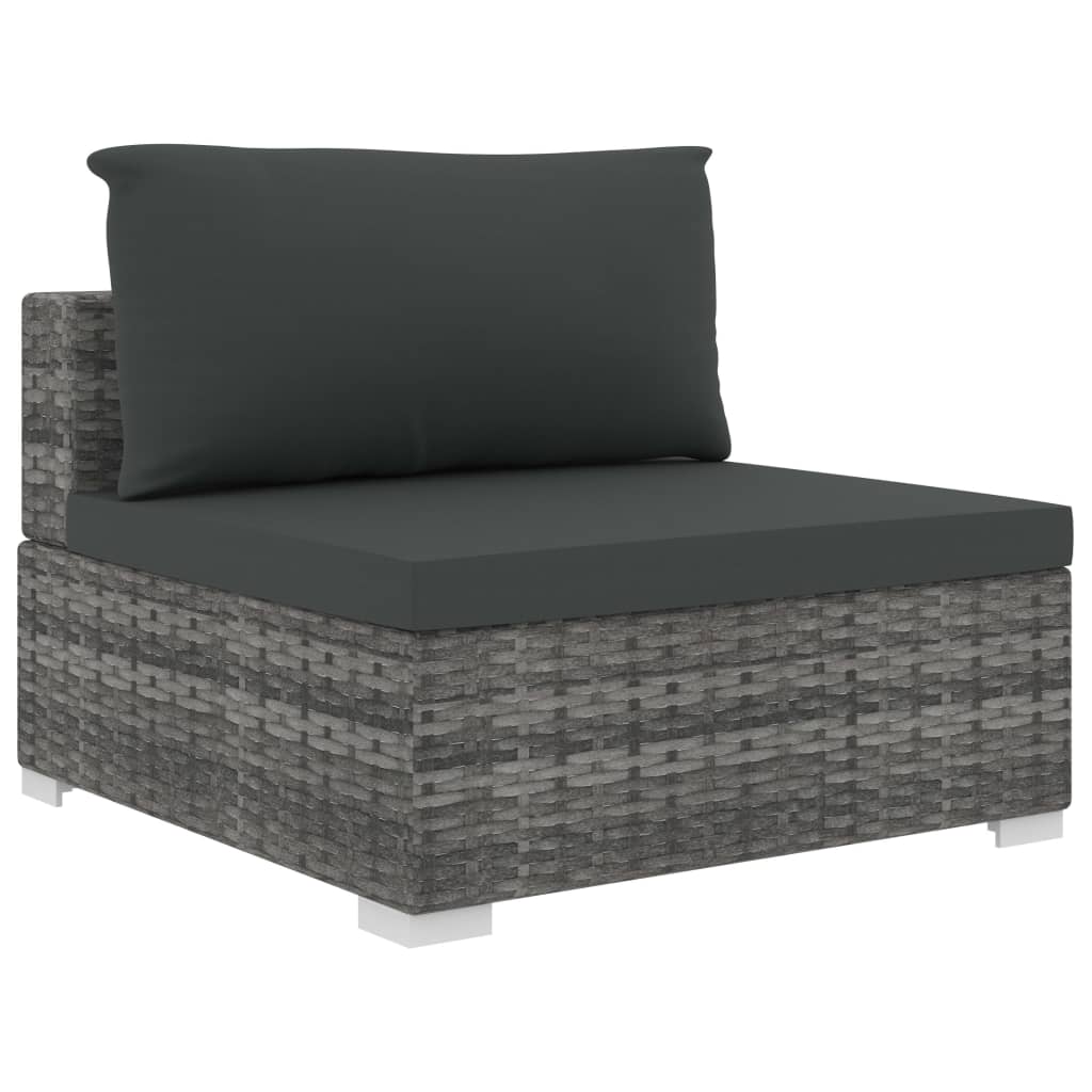 Set Divani Da Giardino 8 Pz Con Cuscini In Polyrattan Grigio - Image 5